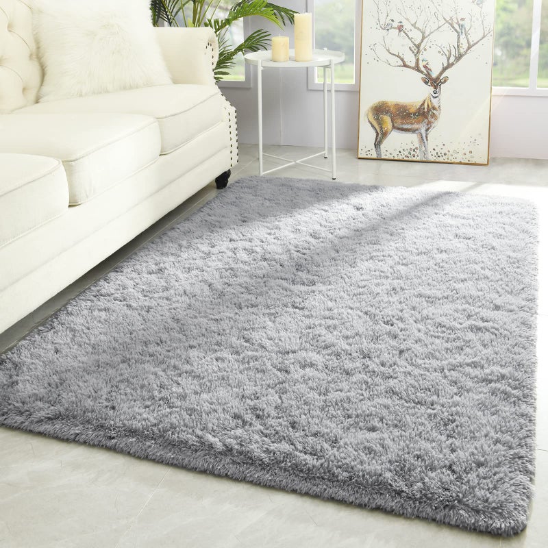 Merelax Soft Modern Indoor Shaggy Area Rug for Bedroom Livingroom Dorm Kids Room Home Decorative, Non-Slip Plush Fluffy Furry Fur Rugs Comfy Nursery Accent Floor Carpet 3x5 Feet, Grey - Image 2